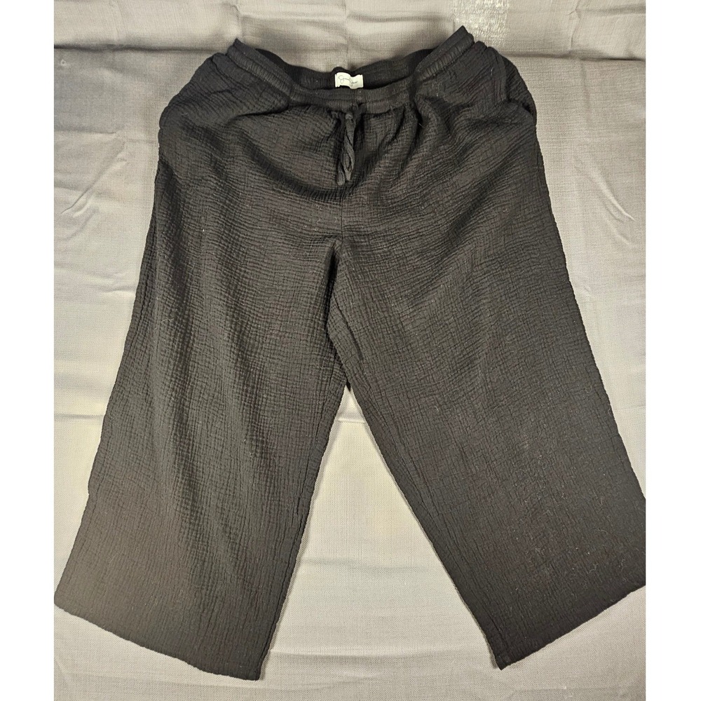 Jessica Simpson Womens XL Black Cotton Gauze Wide Leg Crop Pants CJSWW15274-BLK